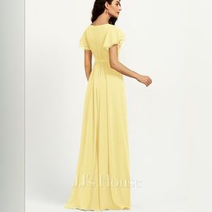 A-line Scoop Floor-Length Bridesmaid Dress With Ruffle